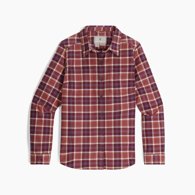 Royal Robbins Lieback Women's Flannel Shirt in Wild Rhubarb/Bodega