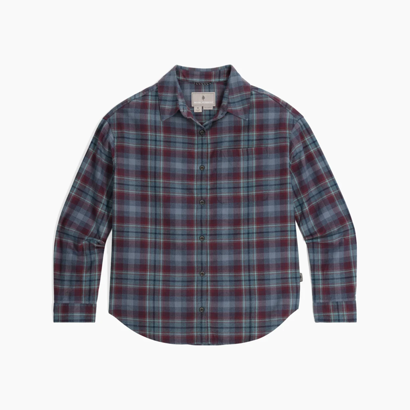 Royal Robbins Women's Lieback Overshirt in Deep Blue Dipsea Plaid