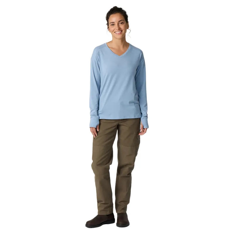 Royal Robbins Women's Madera V Neck Shirt in Rain-2
