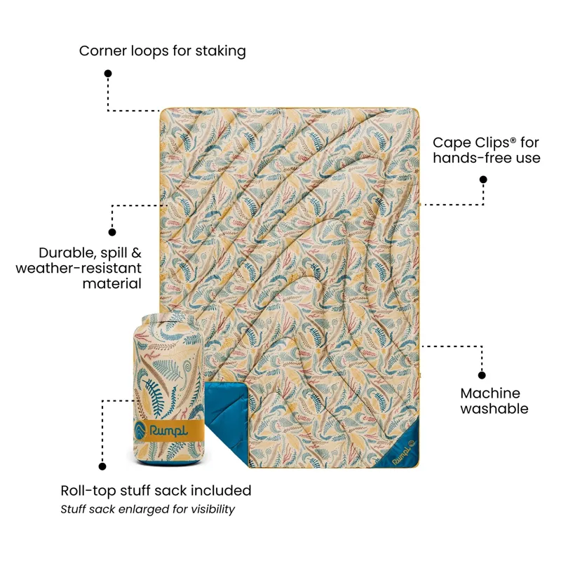 Rumpl Original Puffy Throw Blanket in Mustard Fern-3