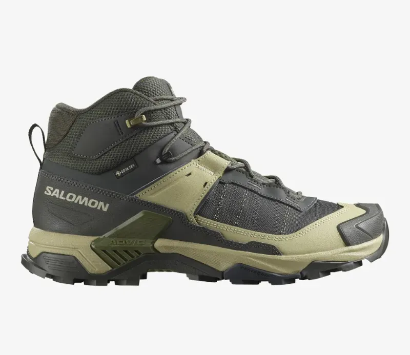Salomon X Ultra 5 Mid GTX in Peat/Gray Green