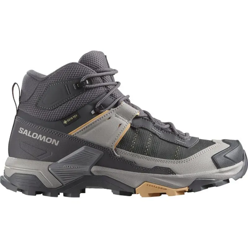 Salomon Women's X Ultra 5 Mid GTX Boot in Nine Iron/Gull/Soft Clay