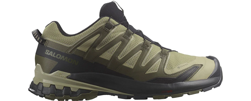 Salomon XA Pro 3D V9 GTX Shoe in Dried Herb/Black/Olive Night in Wide