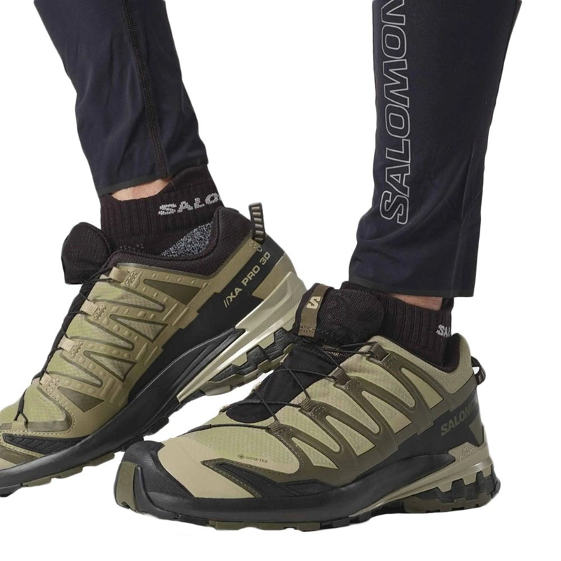 Salomon XA Pro 3D V9 GTX Shoe in Dried Herb/Black/Olive Night in Wide-3