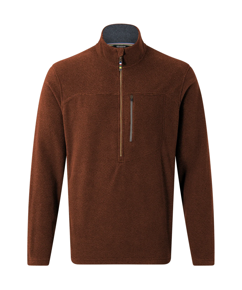 Sherpa Rolpa Eco Quarter Zip Fleece Top in Dark Rust