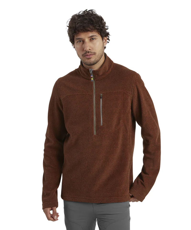 Sherpa Rolpa Eco Quarter Zip Fleece Top in Dark Rust-1