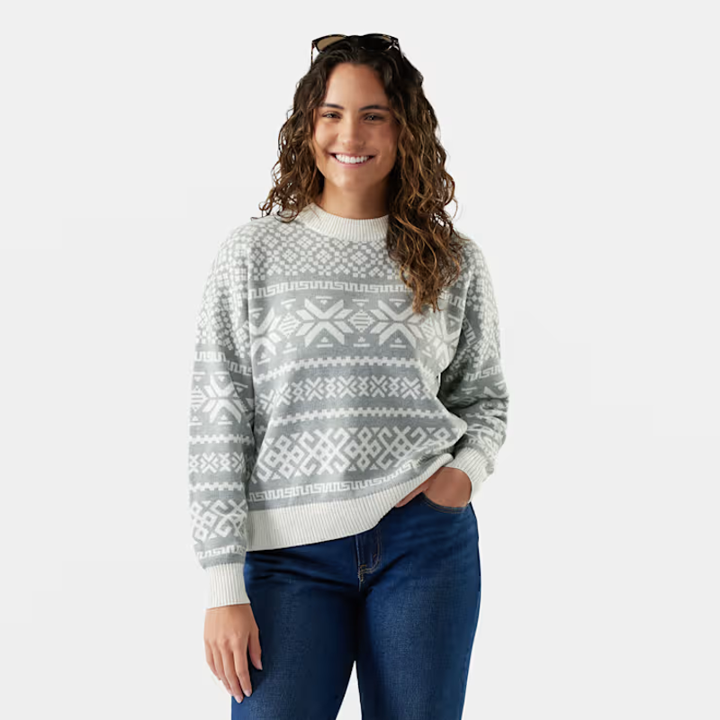 Smartwool Women's Edgewood Heritage Crew Sweater in Light Gray
