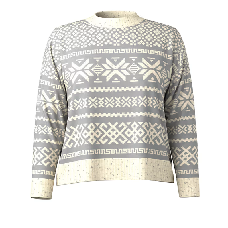 Smartwool Women's Edgewood Heritage Crew Sweater in Light Gray-3