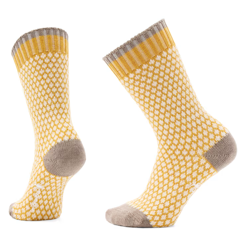 Smartwool Everyday Cozy Popcorn Polka Dot Crew in Honey Gold