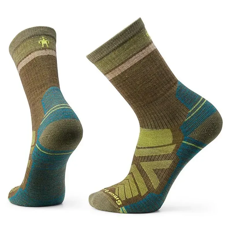 Smartwool Hike Winding Trails Crew Socks in Millitary Olive