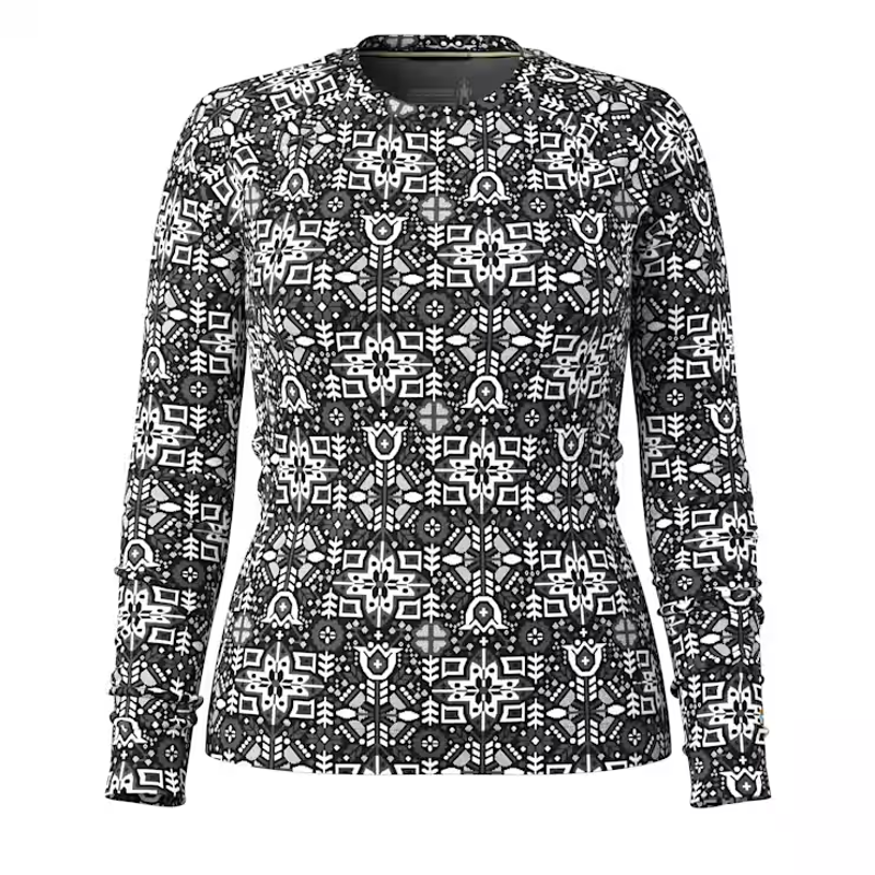 Smartwool Women's Classic Thermal Merino Baselayer Crew in Black Deco-1