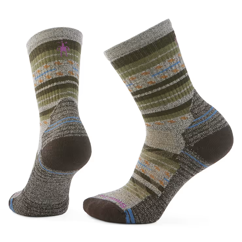 Smartwool Women's Hike Margarita Crew Socks in Taupe/Natural Marl