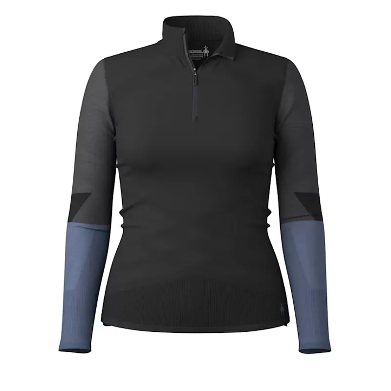 Smartwool Women's Intraknit Merino Colorblock 1/4 Zip in Black/Charc