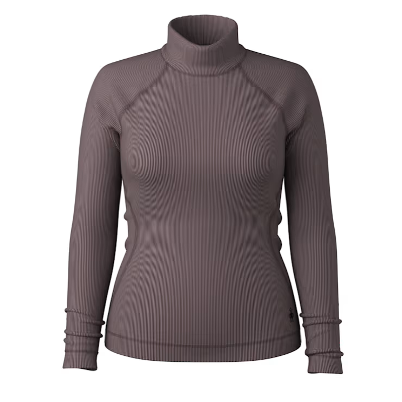 Smartwool Women's Thermal Merino Rib Turtleneck in Mink/Chalk Violet-2
