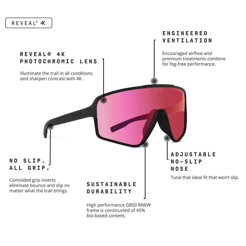 Glade Ramble Matte Black/Reveal 4K Terra Photochromic Red Lens-6