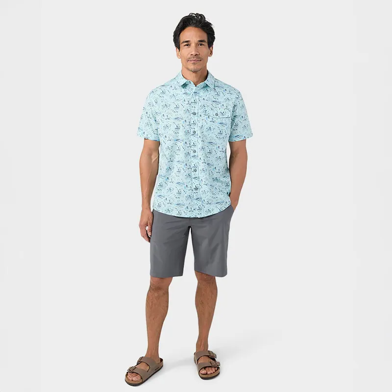Stio Curtis Camp Short Sleeve Shirt in Windchill Ride Wy-2