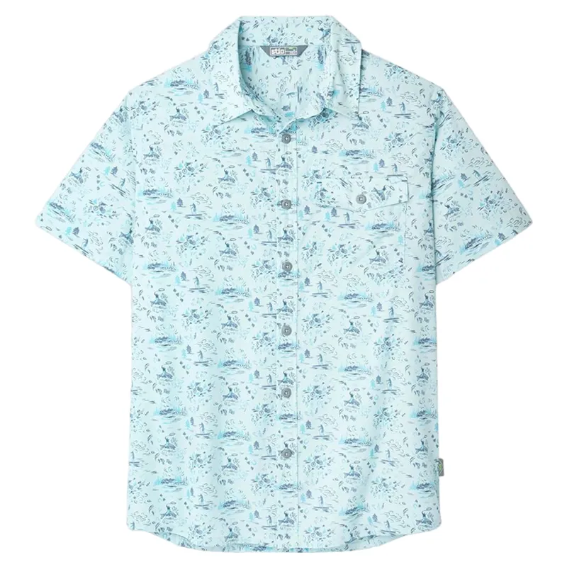 Stio Curtis Camp Short Sleeve Shirt in Windchill Ride Wy-5