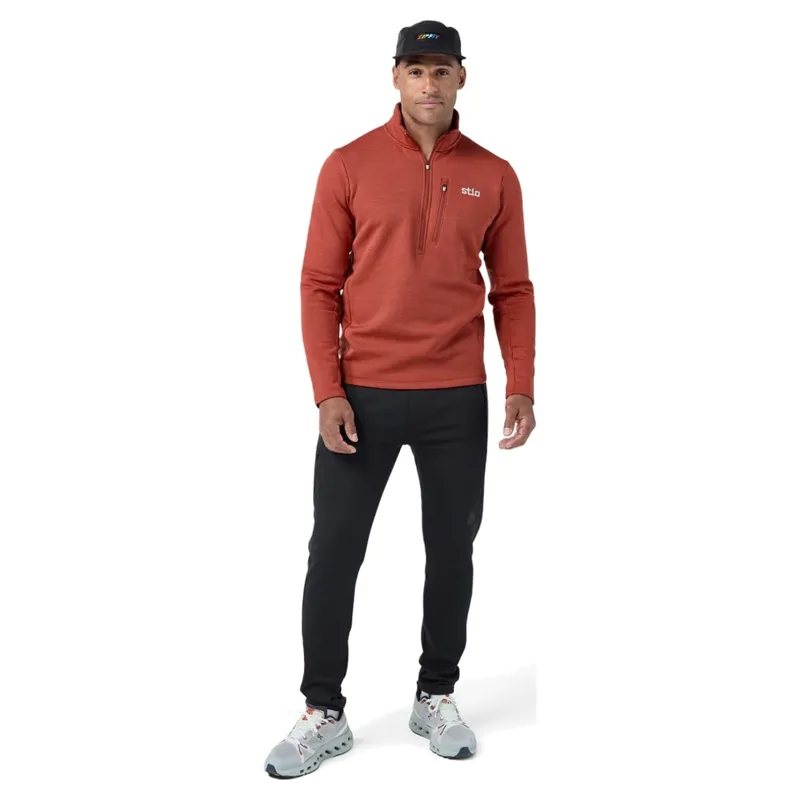 Stio Glide Power Stretch Half Zip in Redrock Heather-1