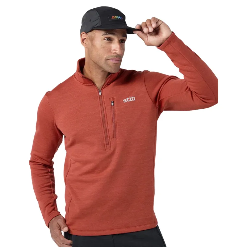 Stio Glide Power Stretch Half Zip in Redrock Heather-3