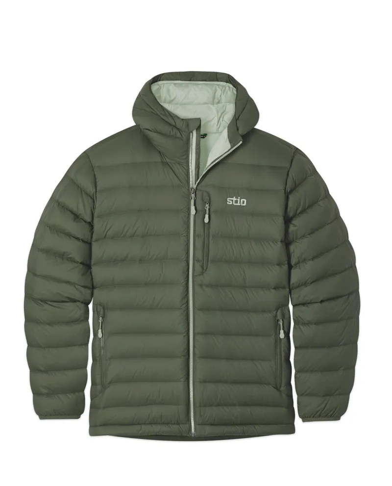 Stio Hometown Down Hooded Jacket in Deep Shade