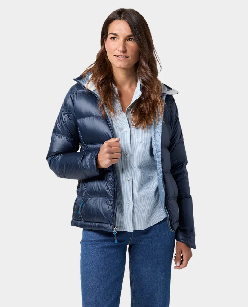 Stio Women's Hometown Down Hooded Jacket in Nightfall-2