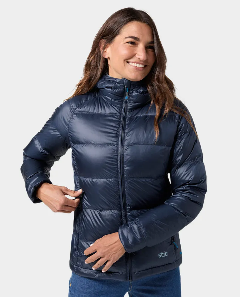 Stio Women's Hometown Down Hooded Jacket in Nightfall-4