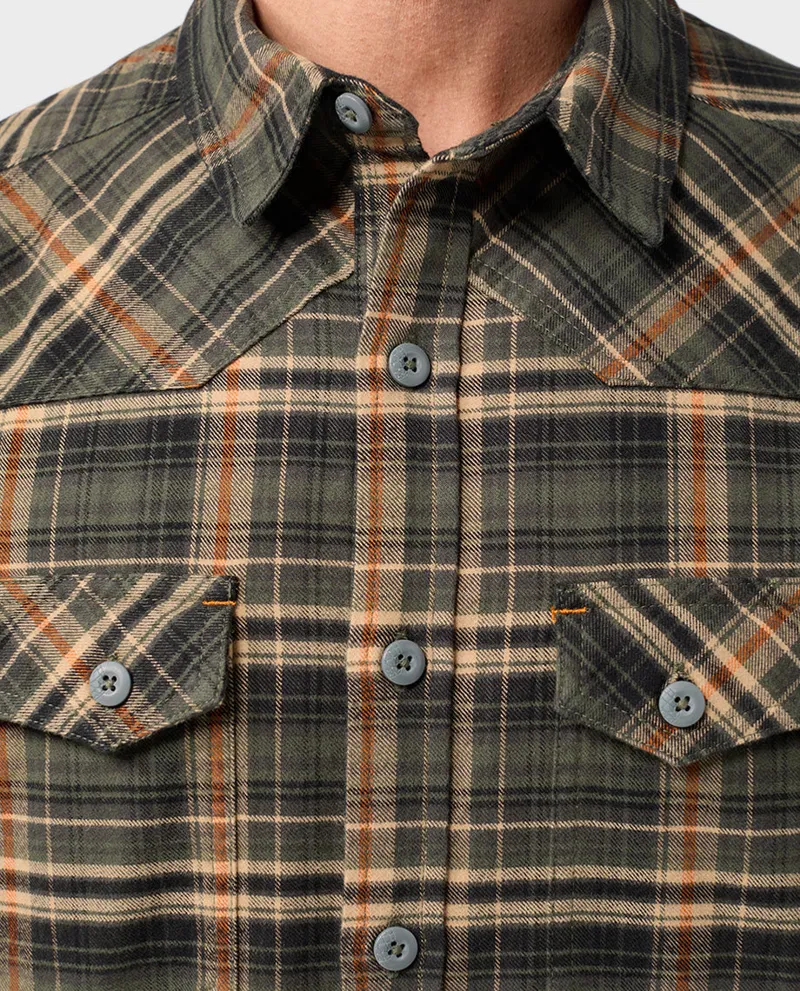 Stio Junction Midweight Flannel Shirt in Deep Shade Plaid-1