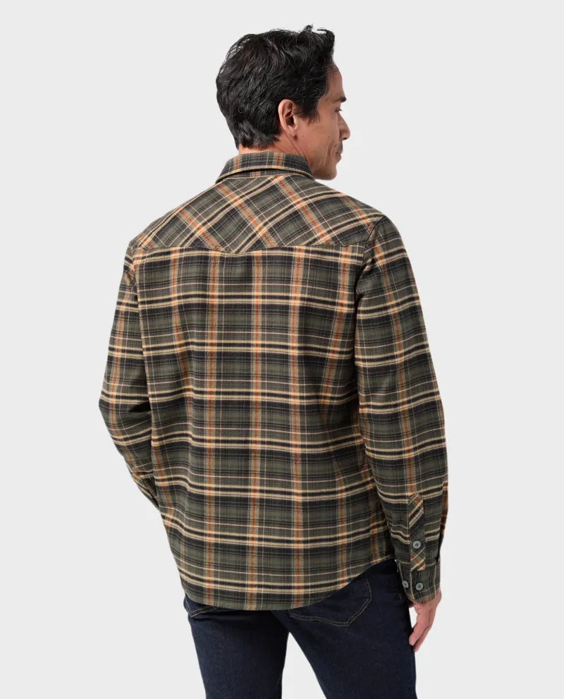 Stio Junction Midweight Flannel Shirt in Deep Shade Plaid-5