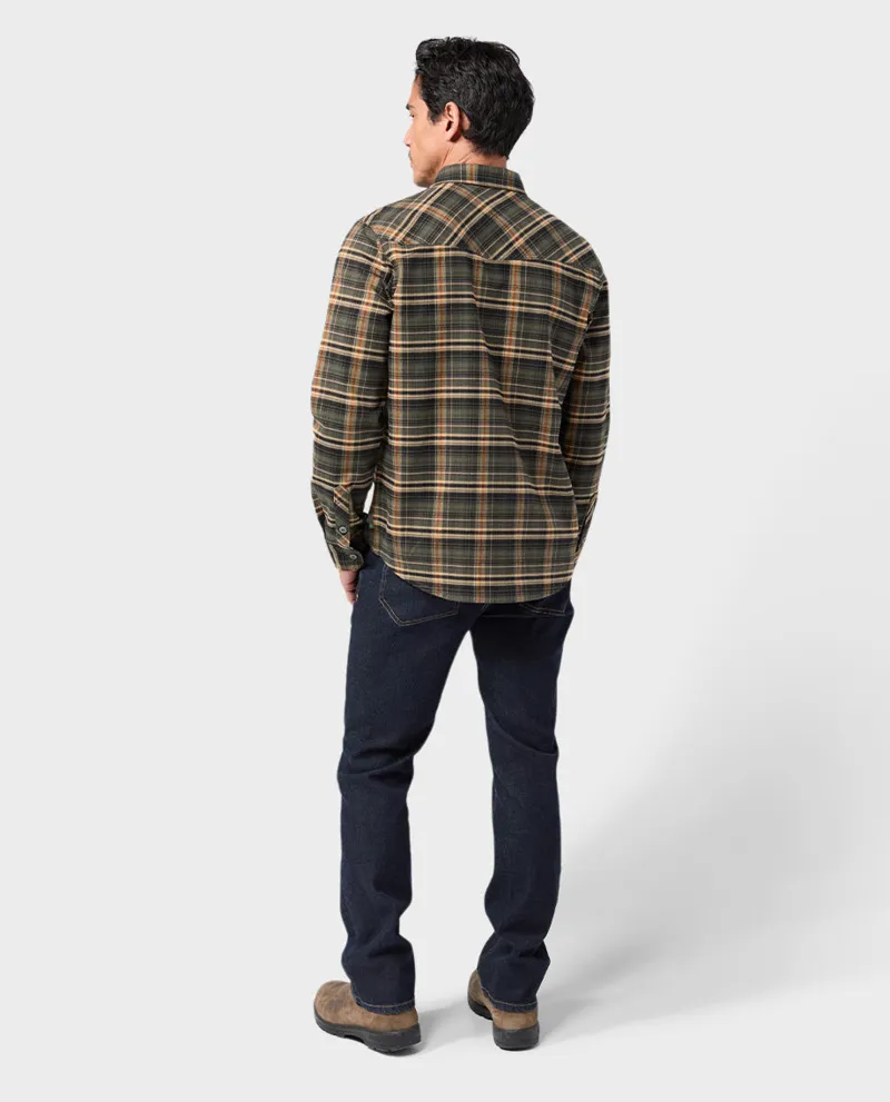 Stio Junction Midweight Flannel Shirt in Deep Shade Plaid-6