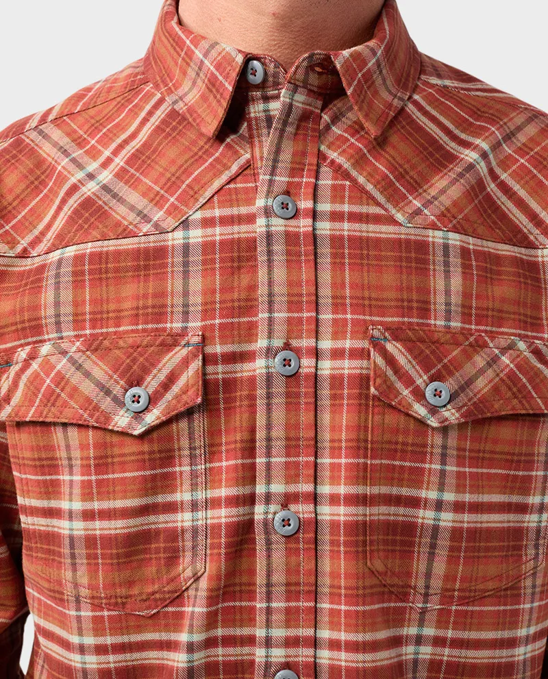 Stio Junction Midweight Flannel Shirt in Fired Brick Plaid-1