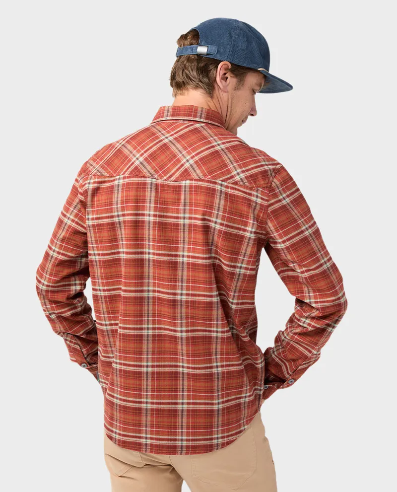 Stio Junction Midweight Flannel Shirt in Fired Brick Plaid-5