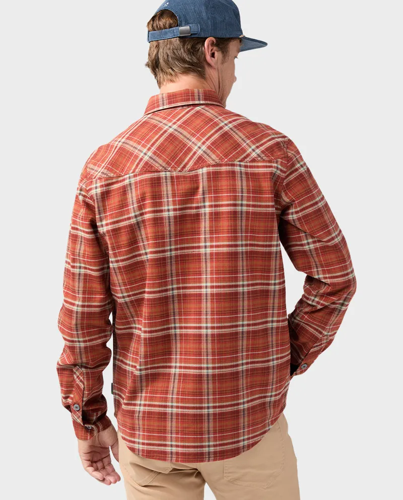 Stio Junction Midweight Flannel Shirt in Fired Brick Plaid-6