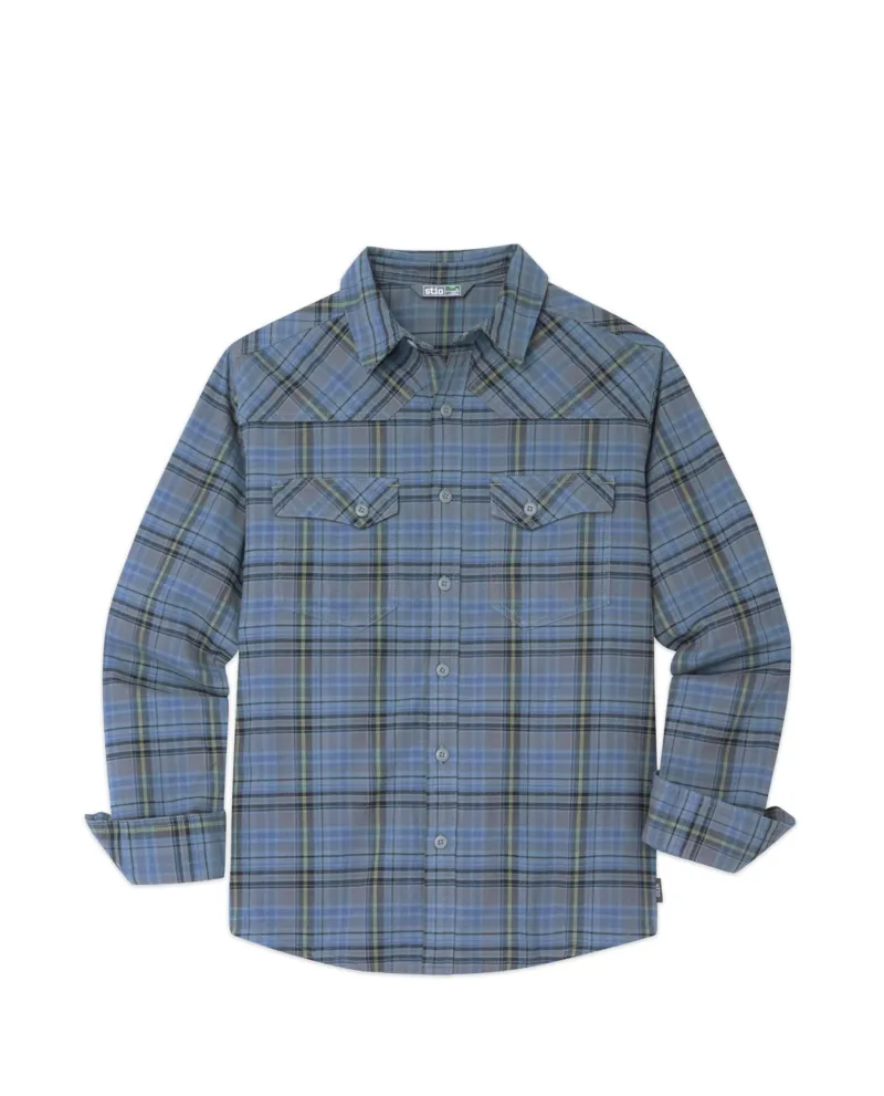 Stio Junction Midweight Flannel Shirt in Stormy Weather Plaid