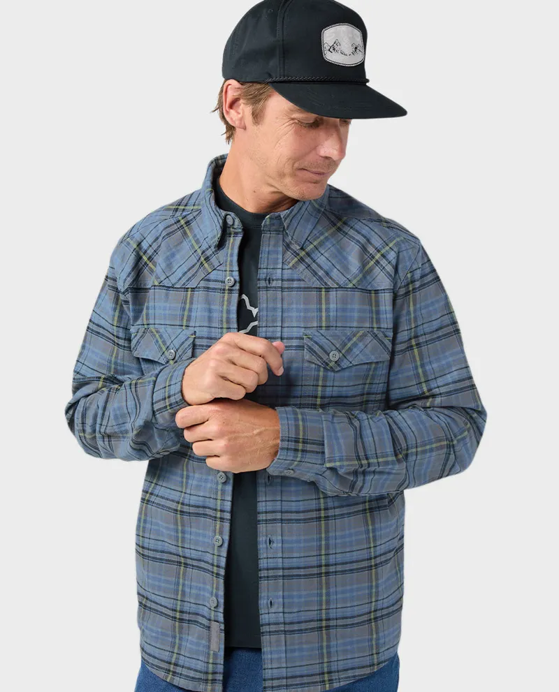 Stio Junction Midweight Flannel Shirt in Stormy Weather Plaid-1
