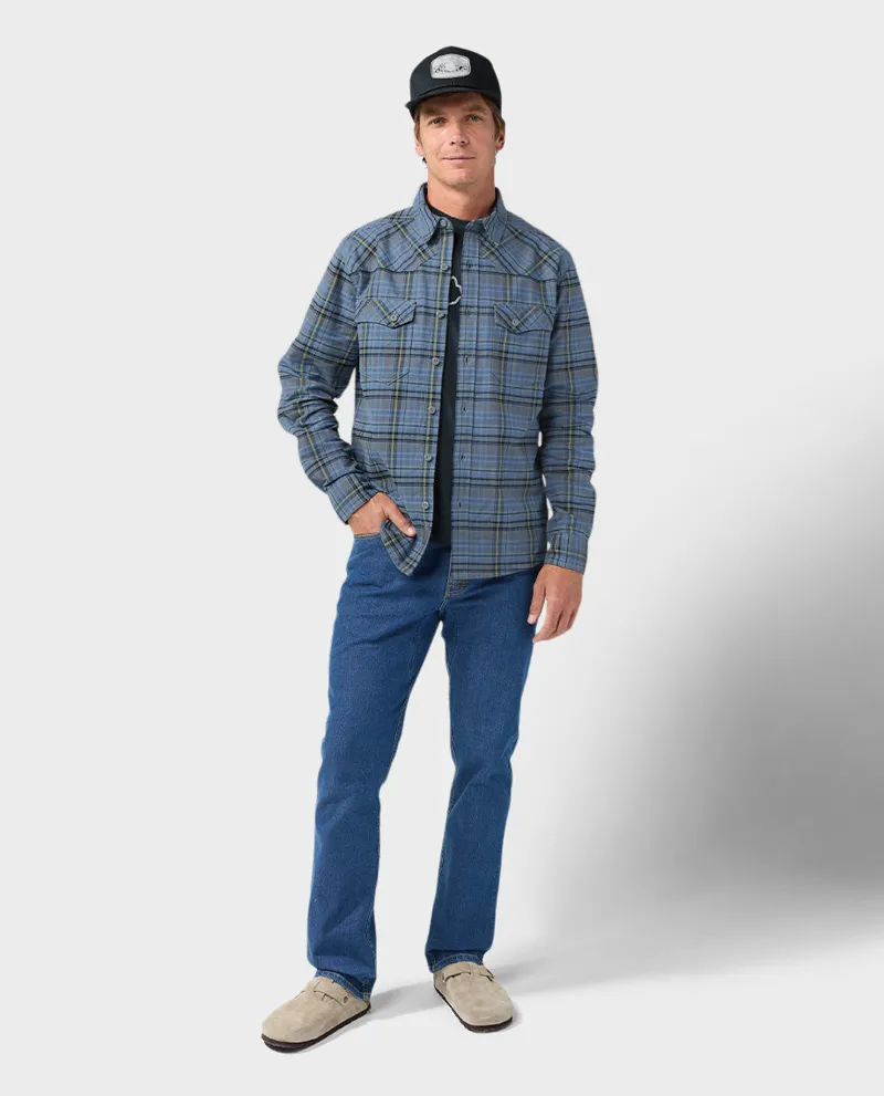 Stio Junction Midweight Flannel Shirt in Stormy Weather Plaid-3