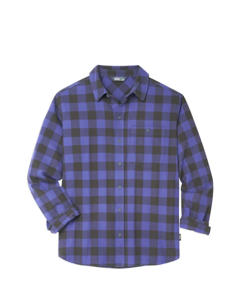 Stio Miter Stretch Lightweight Flannel Shirt in Nightfall Check