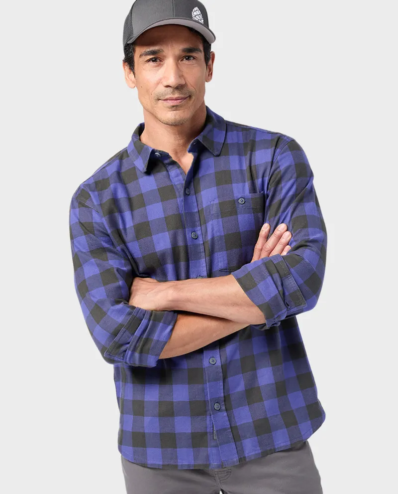 Stio Miter Stretch Lightweight Flannel Shirt in Nightfall Check-1