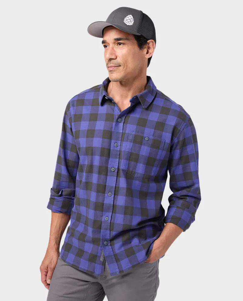 Stio Miter Stretch Lightweight Flannel Shirt in Nightfall Check-2