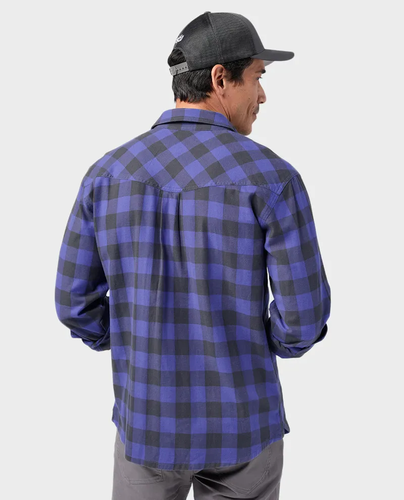 Stio Miter Stretch Lightweight Flannel Shirt in Nightfall Check-3
