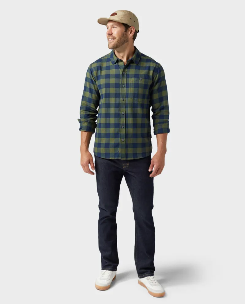 Stio Miter Stretch Lightweight Flannel Shirt in Pine Forest Check-1