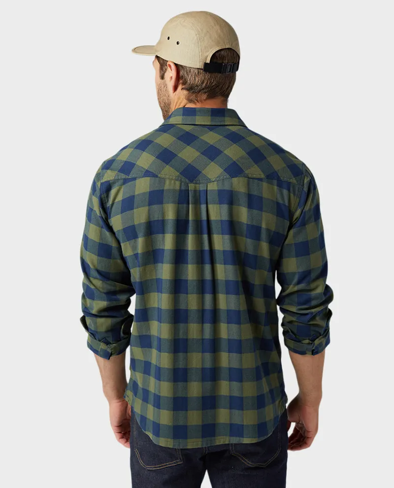 Stio Miter Stretch Lightweight Flannel Shirt in Pine Forest Check-2
