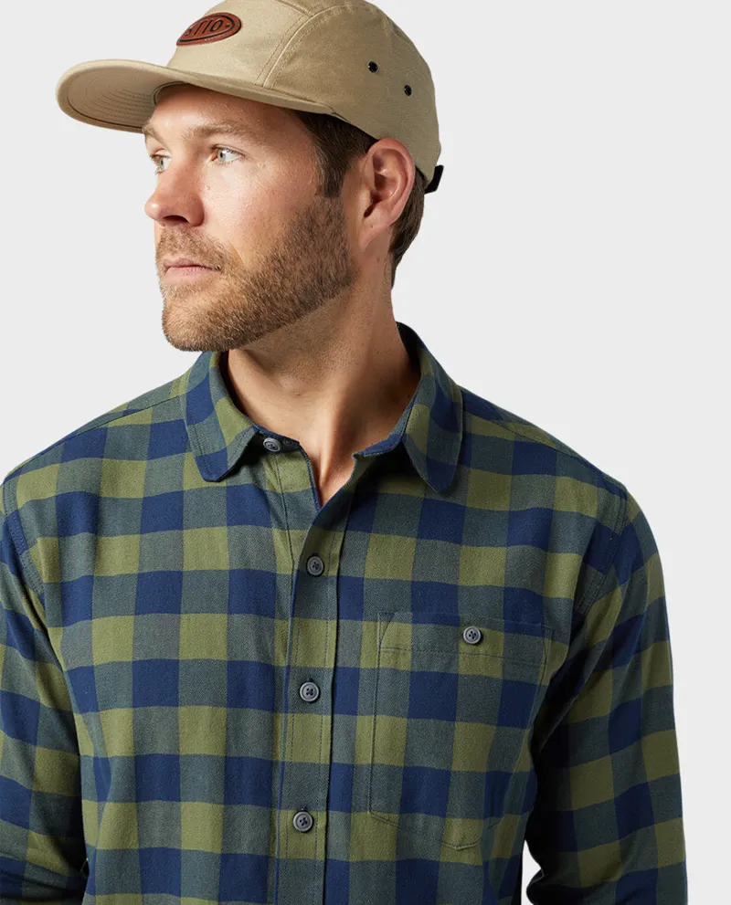 Stio Miter Stretch Lightweight Flannel Shirt in Pine Forest Check-3