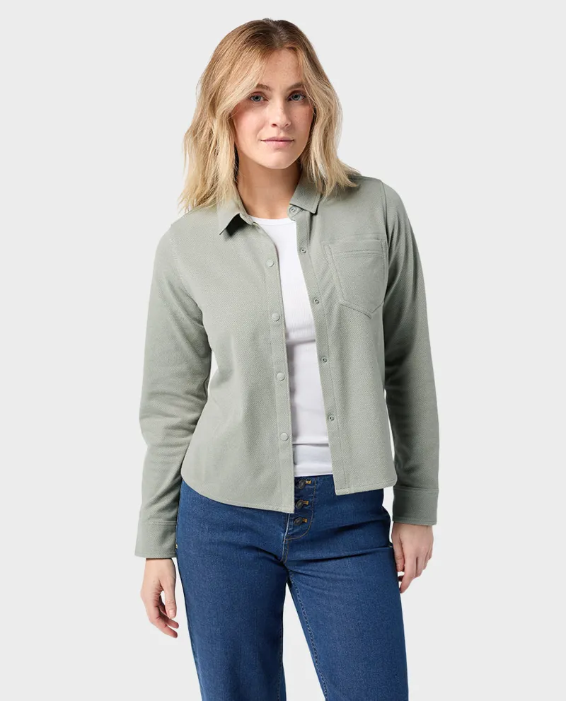 Stio Women's Notion Stretch Knit Shirt in Sage Flats-1