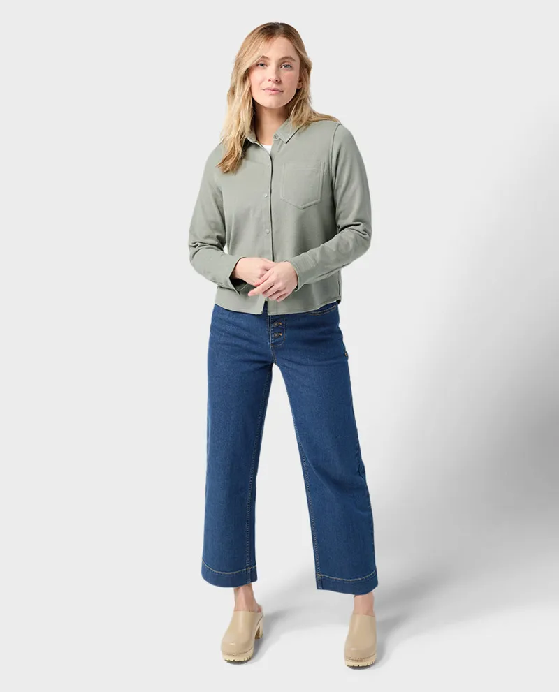 Stio Women's Notion Stretch Knit Shirt in Sage Flats-2