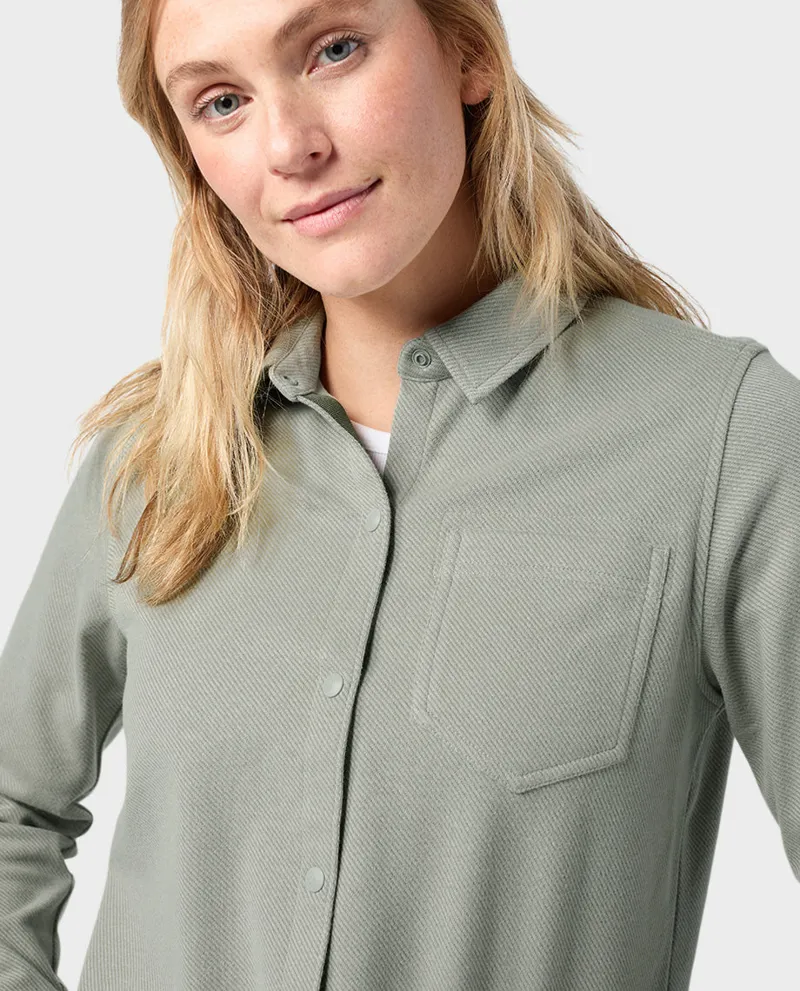 Stio Women's Notion Stretch Knit Shirt in Sage Flats-4