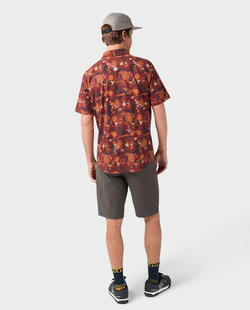 Stio Shifter Short Sleeve Shirt in Fired Brick Biking Cowboy-3