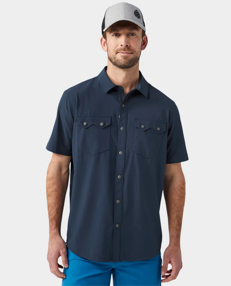 Stio Shifter Short Sleeve Shirt in Mountain Shadow-1
