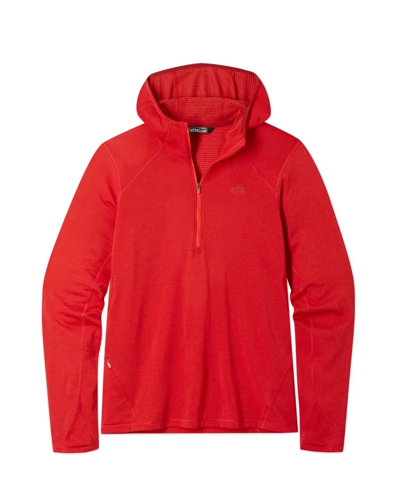 Stio Trax Power Grid Half Zip Hoodie in Blazing