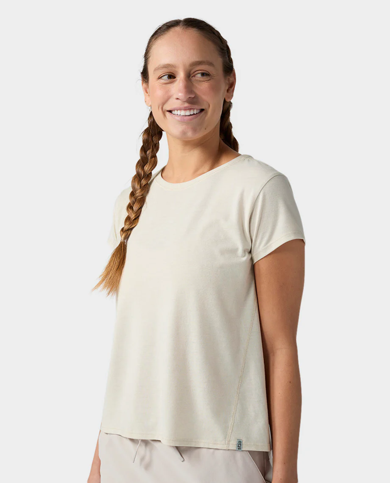 Stio Women's Divide Short Sleeve Tee in Mountain Goat Heather-2