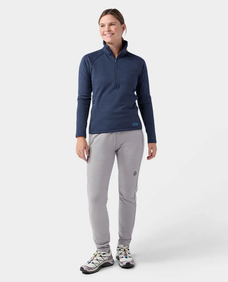 Stio Women's Glide Power Stretch Half Zip in Mountain Shadow Heather-2